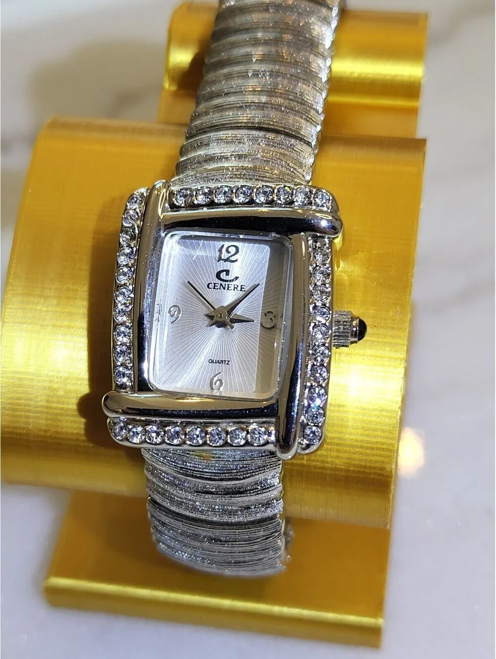 Vtg Cenere Woman’s Watch New Battery Silvertone 7